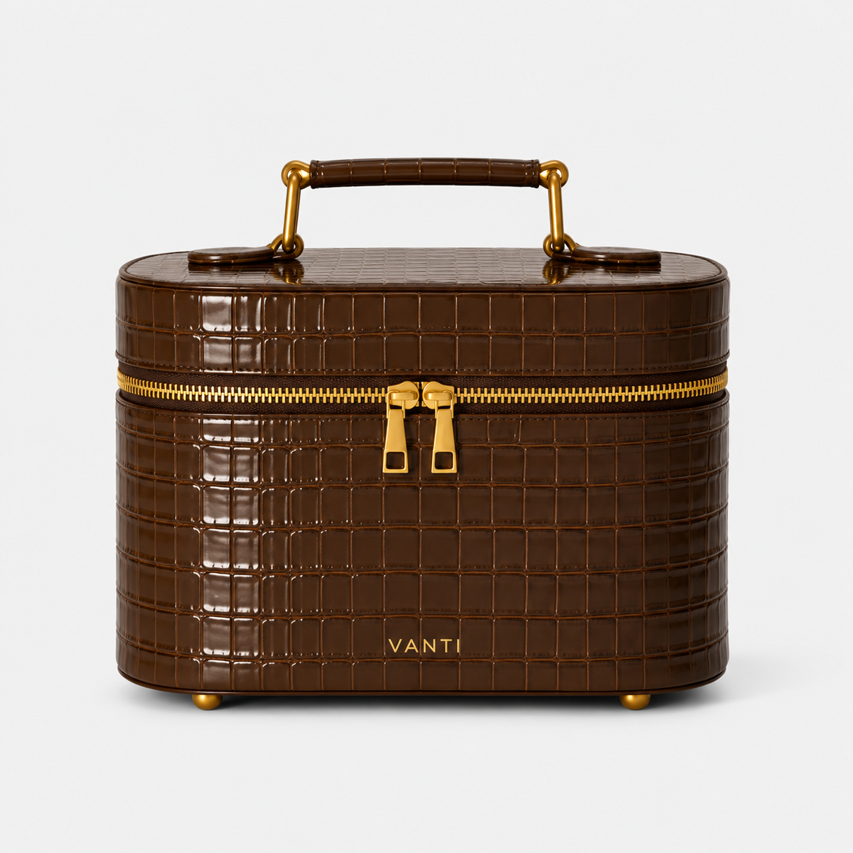 VANTI Croc Vanity Case - Chocolate Brown