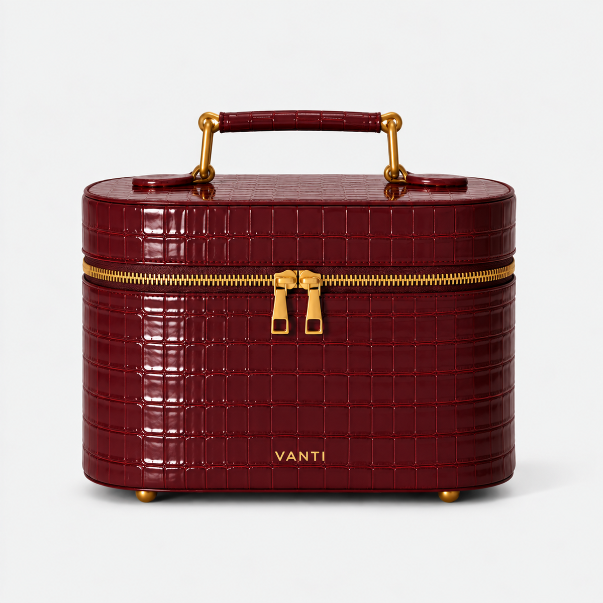 VANTI Croc Vanity Case - Burgundy
